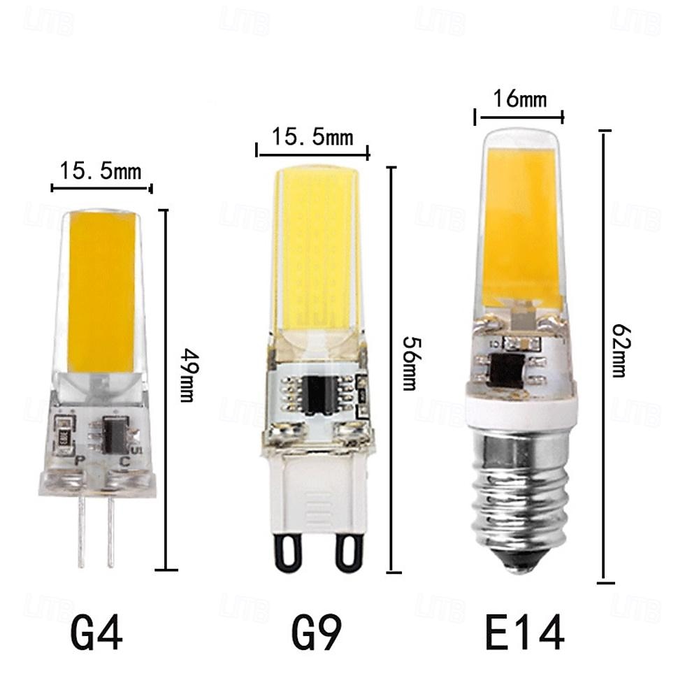 G4 G9 E14  LED Light Bulbs  3000K Warm White/6000K White Lighting Dimmable 3W Equivalent to 30W 220V COB  Silicone Light for Under Cabinet Light Chandeliers RV Landscape Lighting  10Pcs 2025 - $39.99 –P1