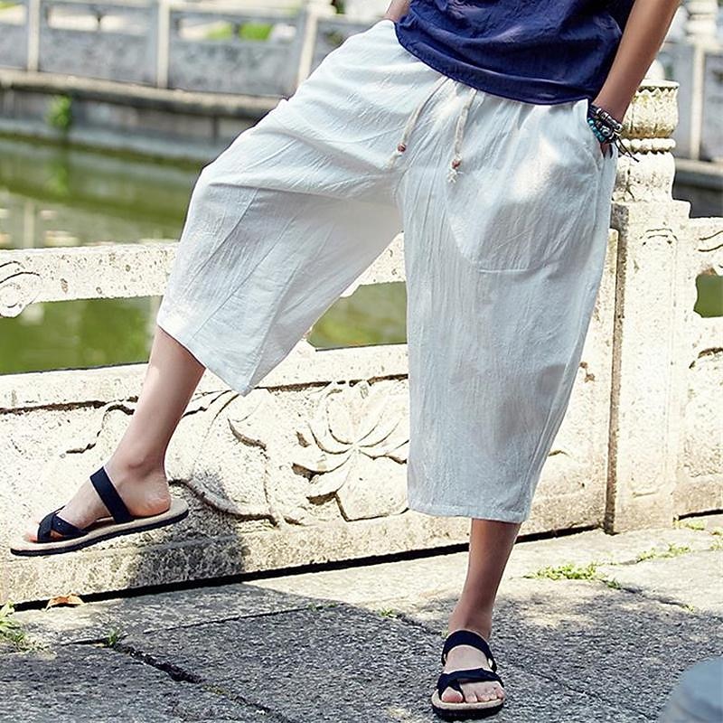 Bărbați Pantaloni de in Pantaloni de vară Pantaloni de plajă Cordon Buzunar Talie elastică Simplu Confort Respirabil Lungime gambă Zilnic Plajă Vacanță Hawaiană Boho Gri Închis 2026 - $22.99 –P14