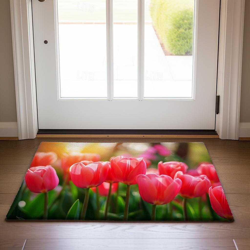 maleri blomster dørmatte gulvmatter vaskbare tepper kjøkkenmatte sklisikre oljetett teppe innendørs utendørs matte soverom dekor baderomsmatte inngangsteppe 2025 - $16.99 –P18