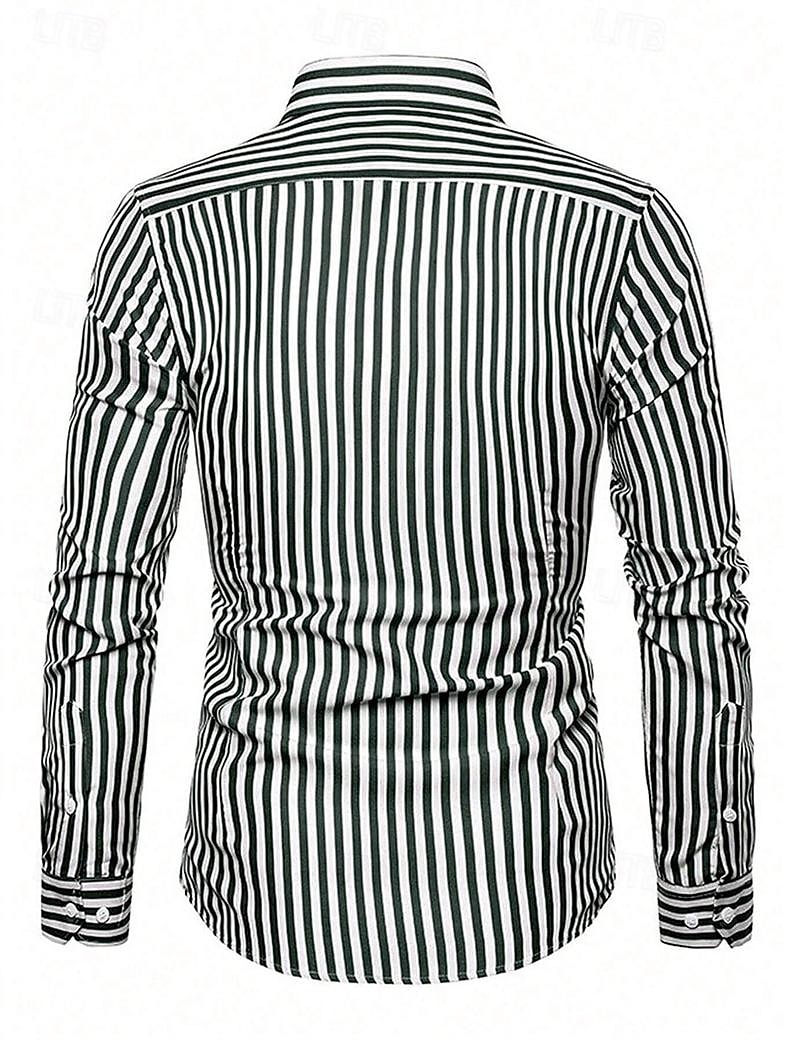 Herren Hemd Sommerhemd Knopfhemd Lässiges Hemd Schwarz Rote Blau Langarm Streifen Kargen Täglich Urlaub Bekleidung Brautkleider schlicht Komfortabel Smart Casual 2025 - $22.99 –P3