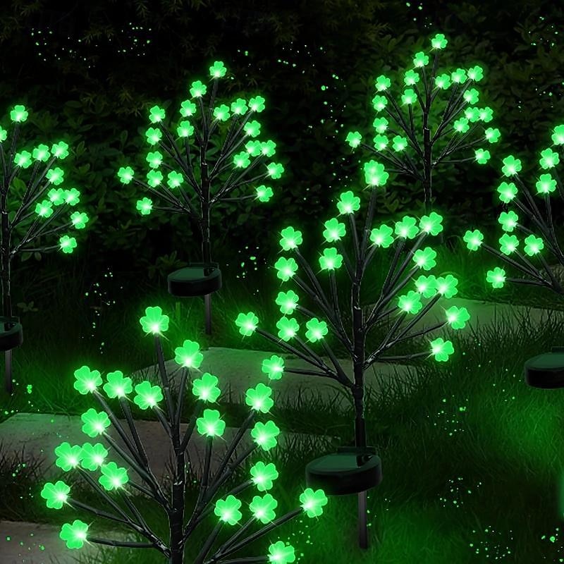 20 decorazioni a led per il giorno di San Patrizio, luci solari per pali di trifoglio, luci per alberi di trifoglio per esterni, con regali per feste, luci solari da giardino, per San Patrizio. decorazione esterna per il giorno di san patrizio del 2025 a $17.49 –P4