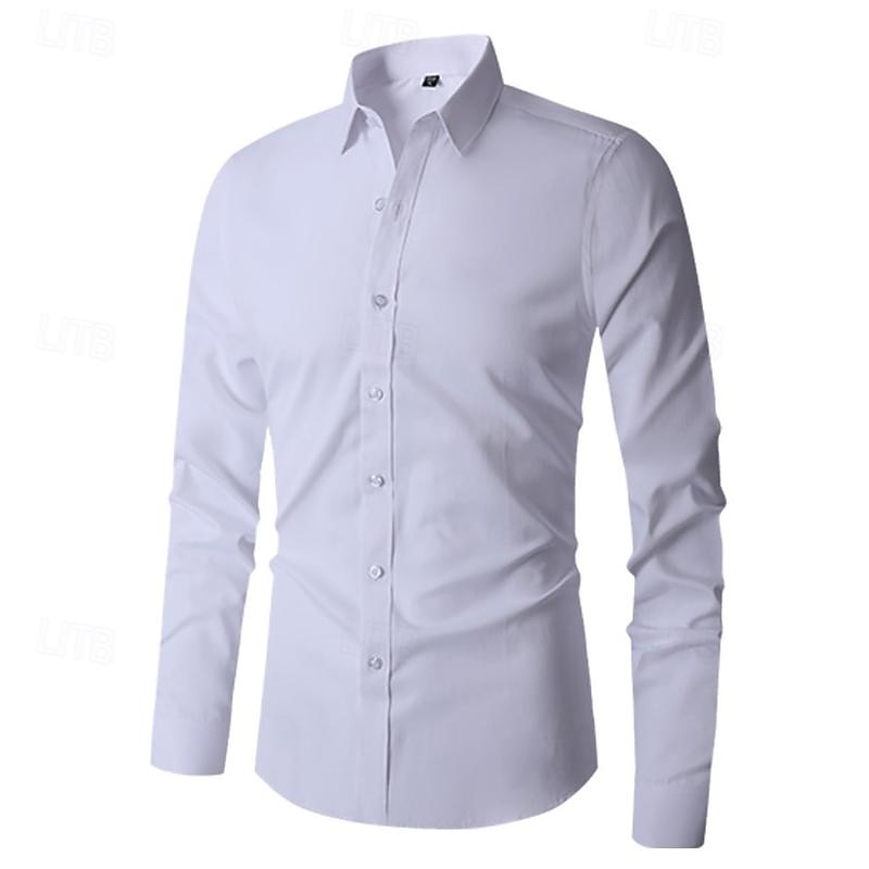 Per uomo Camicia Camicia estiva Camicie Camicia con bottoni Nero Bianco Blu marino Blu Manica lunga Liscio Bavero Matrimonio Da mare Abbigliamento Cotone Misto cotone Di tendenza Informale Comodo del 2026 a $25.99 –P5