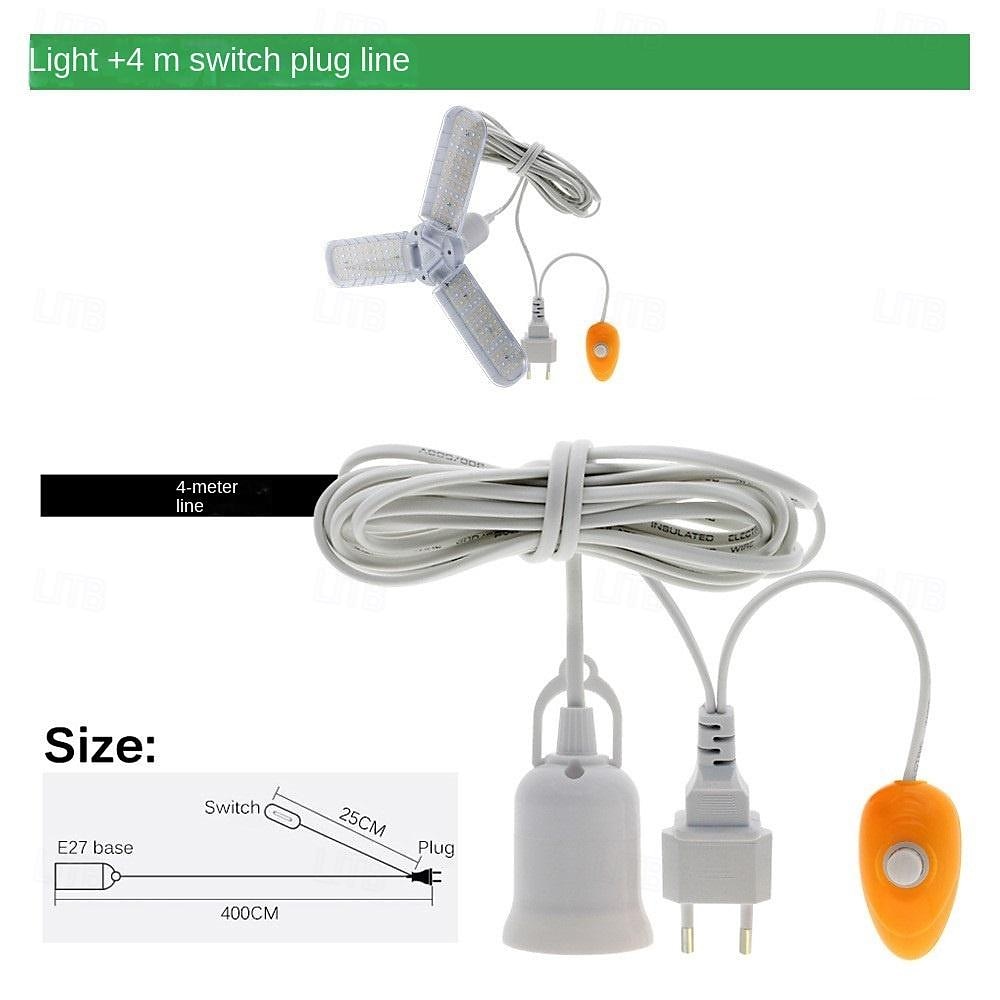 E27 LED Grow Light with 4M Switched Cord 36W Three Lvaves Sunlike Full Spectrum Indoor Grow Light Plants Black Light Upgraded Version  with White Red Blue Red UV and Purple UV 1pc 2025 - $29.99 –P4