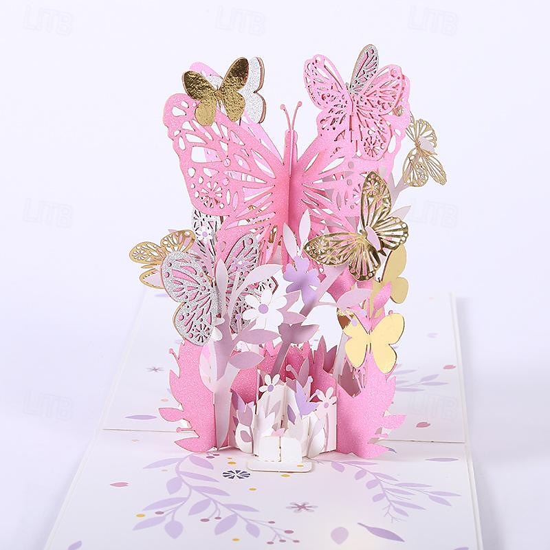 Carte de vœux papillon 3D pop-up - Carte d'anniversaire printemps et été pour femme beau design de papillon 1 pièce de 2025 ? $12.99 –P1