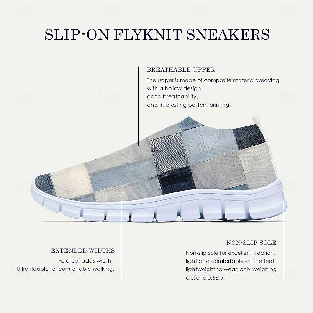 Men's Sneakers Loafers & Slip-Ons Casual Shoes Print Shoes Flyknit Shoes Running Fitness & Cross Training Shoes Walking Sporty Casual Athletic Daily Knit Breathable Massage Comfortable Blue Purple 2025 - $46.99 –P1
