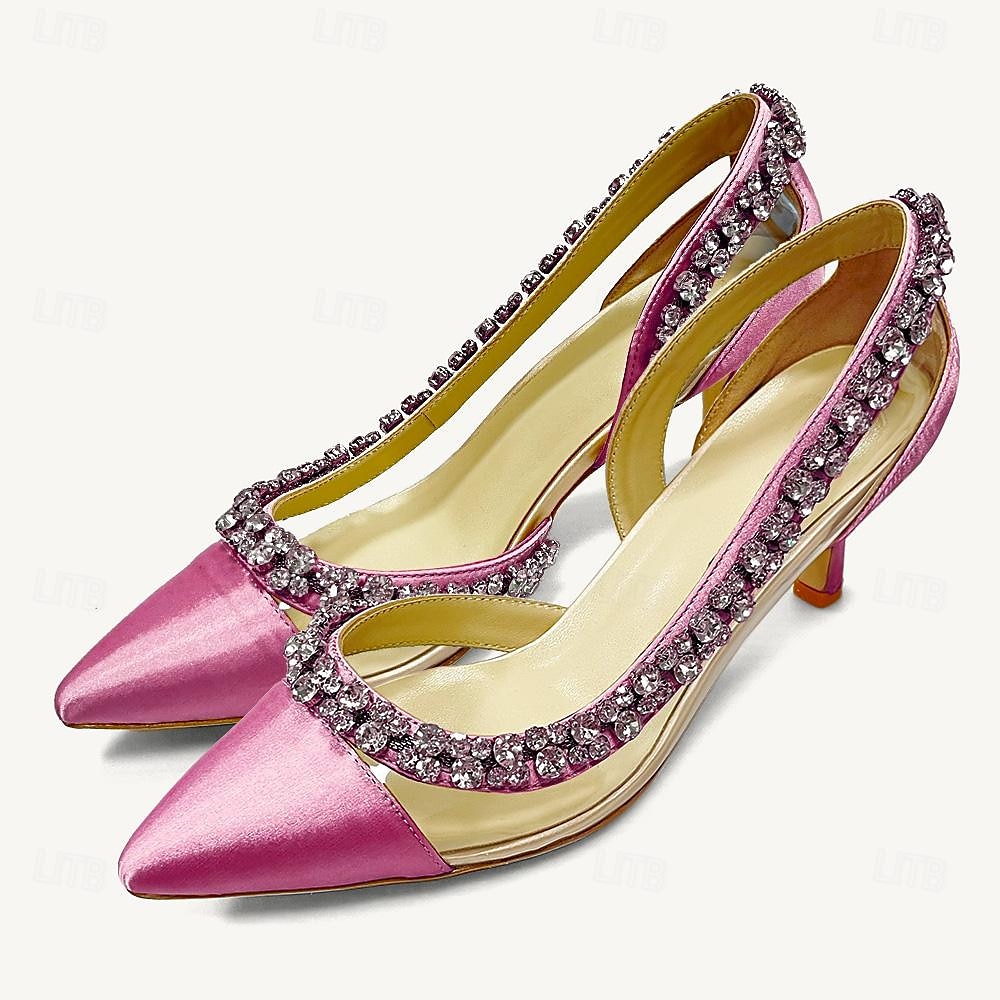 Tacones de punta puntiaguda para mujer con adornos de cristal: elegantes zapatos de boda y de noche. 2025 - $89.99 –P11