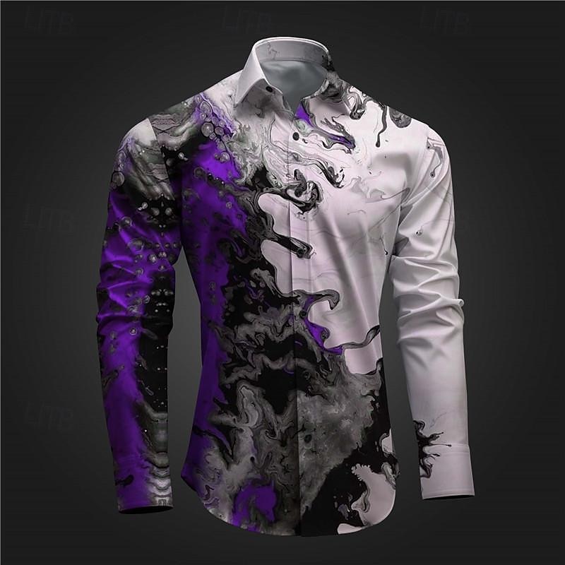 Per uomo 3D Print Camicia con bottoni Camicie stampate Manica lunga Sottoculturale Da mare Feste Strada Primavera estate Collo ripiegabile Stampa Bottone giù Rosso Blu Viola Verde Grigio del 2025 a $26.99 –P5