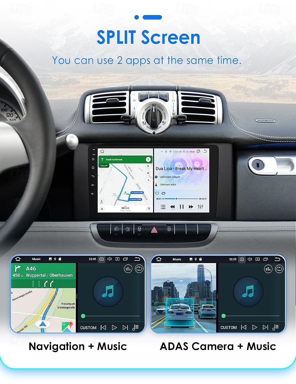 Для mercedes Benz smart fortwo 2011-2015 автомагнитола мультимедийный плеер android 12 carplay навигация gps 2025 - $244.89 –P7