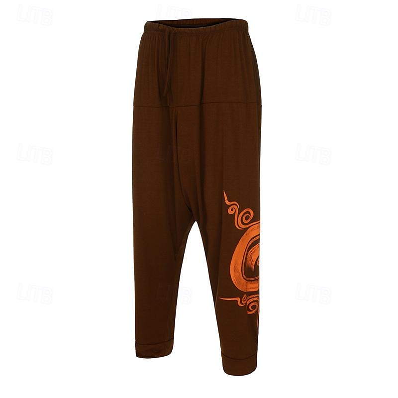 Men's Trousers Summer Pants Harem Pants Casual Pants Drawstring Elastic Waist Graphic Breathable Soft Casual Daily Holiday Streetwear Ethnic Style Black Blue Micro-elastic 2025 - $16.49 –P4