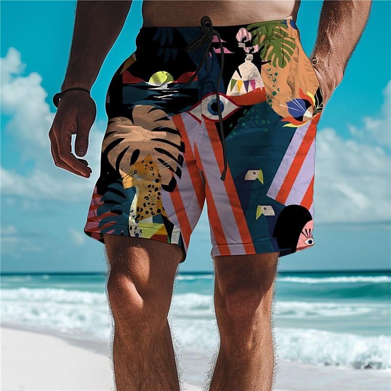 Homens Folha Plantas Tropicais Shorts de Natação Bermuda de Surf Calção de Banho Cintura Média Férias Havaiana Estilo resort Férias Feriado Praia Com Cordão com forro de malha Cintura elástica de 2025 por $17.99 –P1