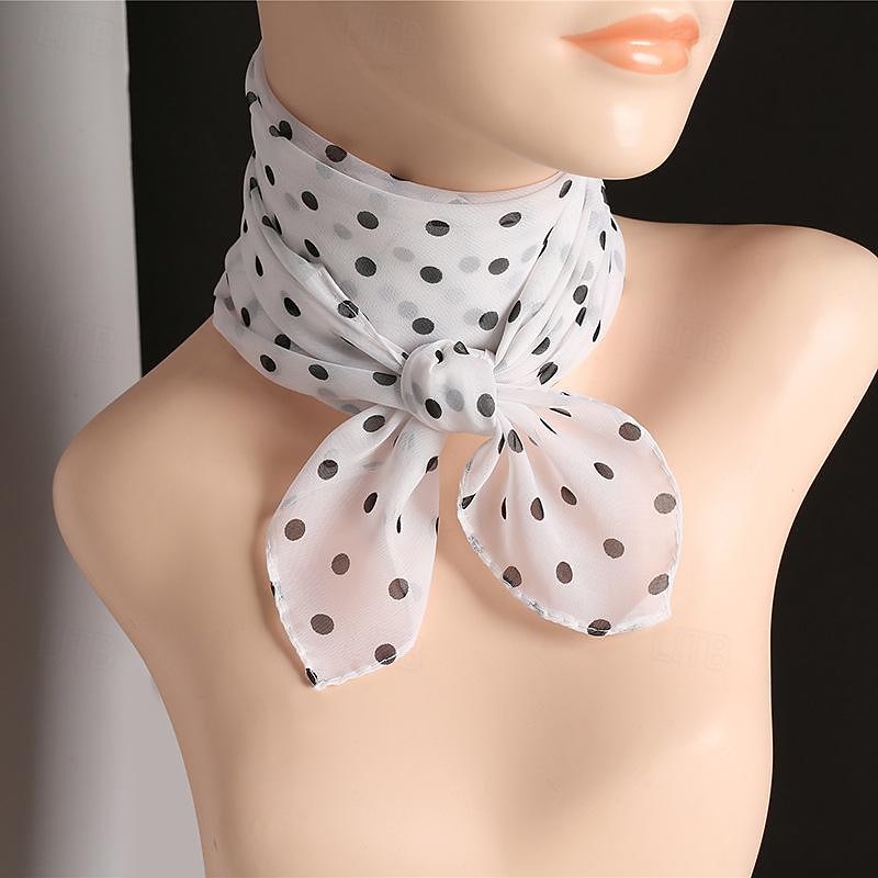 Stippen Retro vintage Jaren '50 Vierkante chiffon sjaal Kostuum Dames Maskerade Feestavondkleding Maskerade Vrijgezellenfeest Volwassenen Shawl 2025 - $11.49 –P1