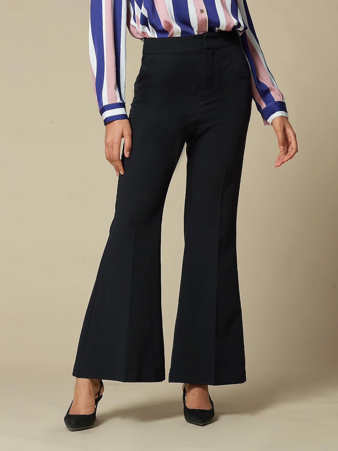 Boot-cut broek met hoge taille en elasticiteit 2025 - $64.99 –P1