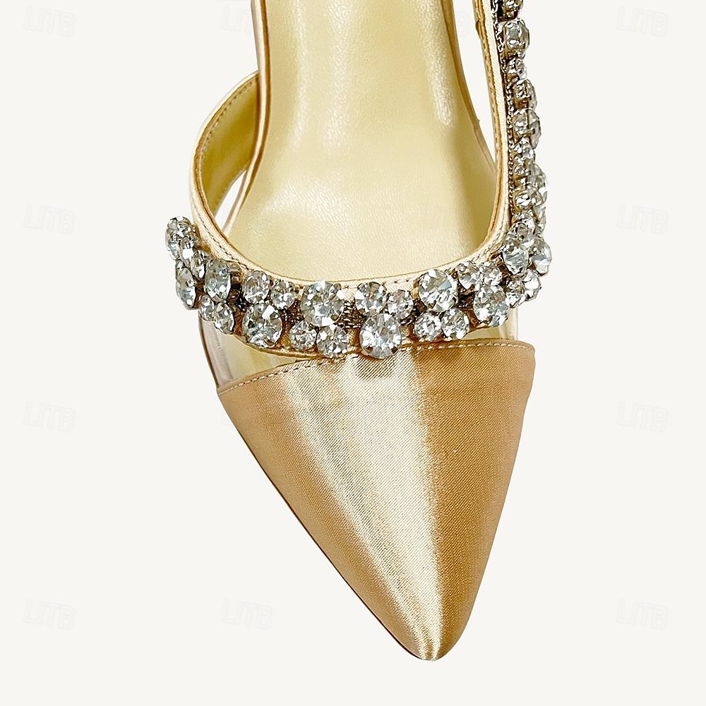 Tacones de punta puntiaguda para mujer con adornos de cristal: elegantes zapatos de boda y de noche. 2025 - $89.99 –P6