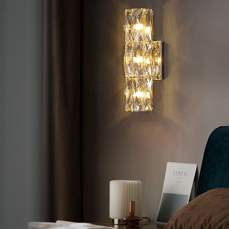 appliques murales 20/30/40/80 cm luminaires muraux modernes blanc chaud avec abat-jour en cristal k9 applique murale pour miroir, applique murale de salon de chambre à coucher 85-265v de 2025 ? $146.99 –P13