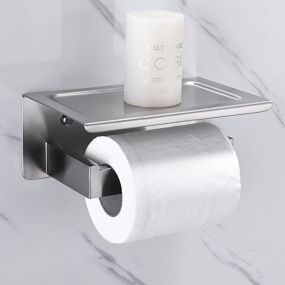 Bathroom Accessory Set Wall Mounted Brushed Stainless Steel Include Robe Hook Towel Bar Toilet Paper Holder with Mobile Phone Storage Shelf Towel Holder and Roll Paper Shelf 1or 3pcs 2025 - $49.99 –P13