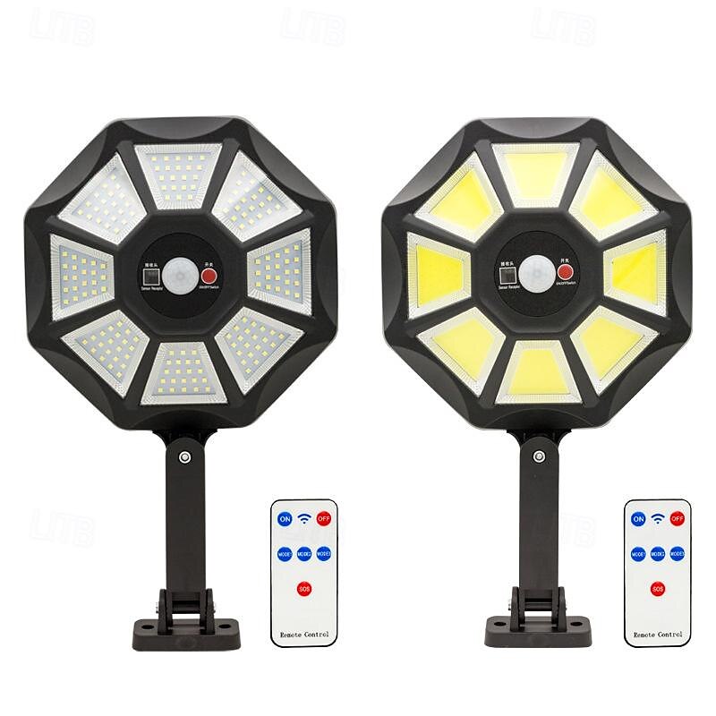 אורות סולאריים חיצוניים 168 led 6500k פוד אור מהחשכה ועד עלות השחר, אורות חניה אטומים למים ip66 עם חיישן תנועה 2025 - $38.99 –P2
