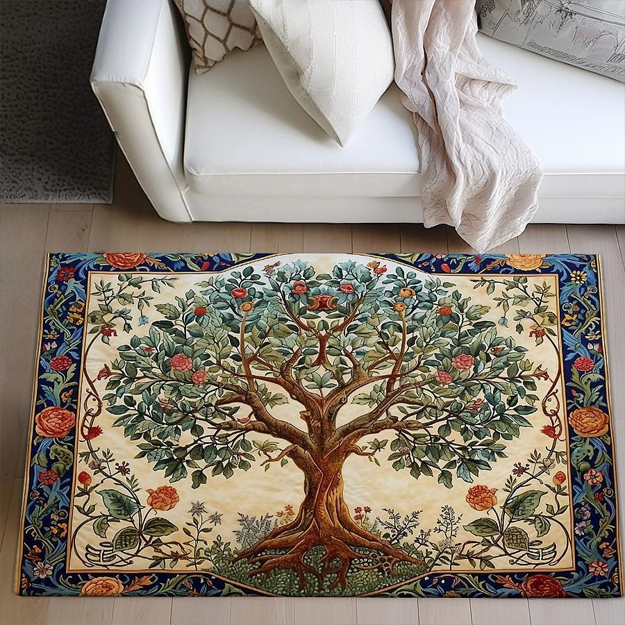 Baum des Lebens, Vintage-Boho-Teppich, Küchenmatte, rutschfeste, ölbeständige Bodenmatte, Wohnzimmerteppich, Innen- und Außenmatte, Schlafzimmerdekoration, Badezimmermatte, Eingangsteppich, Fußmatte 2025 - $15.49 –P6
