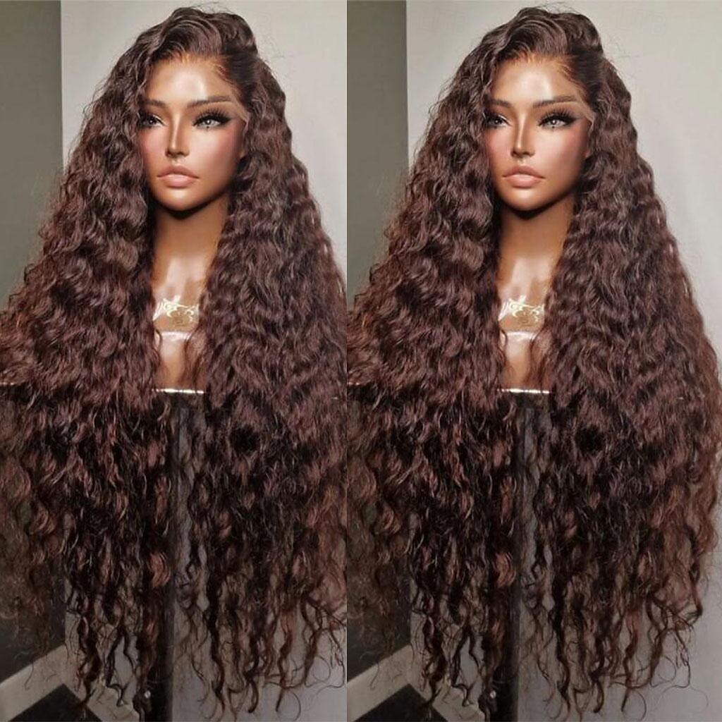 cheveux vierges non transformés 13x4 perruque avant en dentelle partie libre cheveux brésiliens bouclés perruque auburn 130% 150% densité avec des cheveux de bébé pré-épilés pour les femmes longue de 2025 ? $267.09 –P1