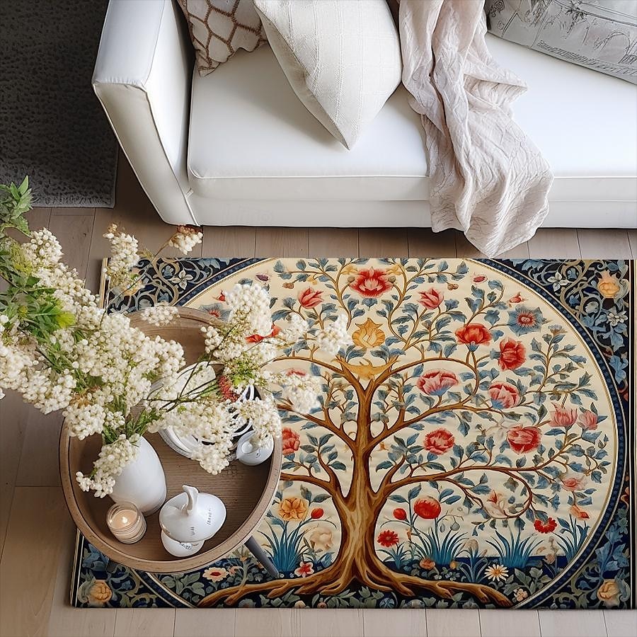 Baum des Lebens, Vintage-Boho-Teppich, Küchenmatte, rutschfeste, ölbeständige Bodenmatte, Wohnzimmerteppich, Innen- und Außenmatte, Schlafzimmerdekoration, Badezimmermatte, Eingangsteppich, Fußmatte 2025 - $15.49 –P3