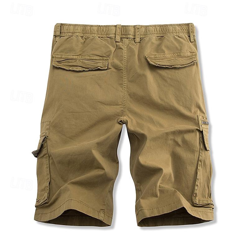 Men's Cargo Shorts Shorts Work Shorts Buttons Multi Pocket Plain Wearable Short Outdoor Daily Going out Fashion Classic Black Army Green 2025 - $35.99 –P2