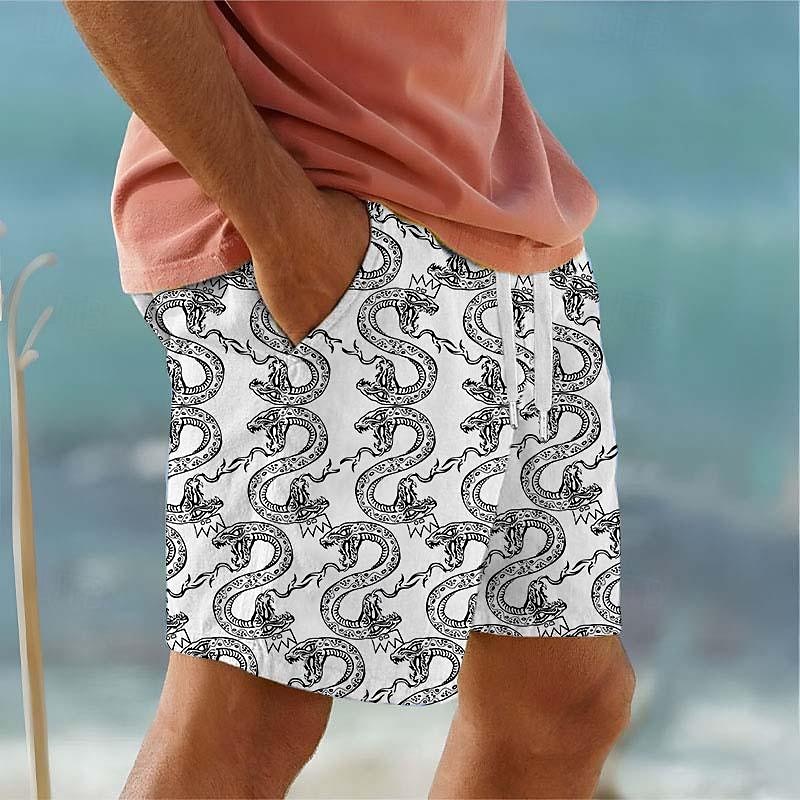 Herren Drache Badeshorts Boardshorts Badehosen Mittlere Taille Punk & Gothic Urlaub Party Ferien Kordelzug mit Mesh-Futter Elastischer Bund Designer Bekleidung 2025 - $17.99 –P7