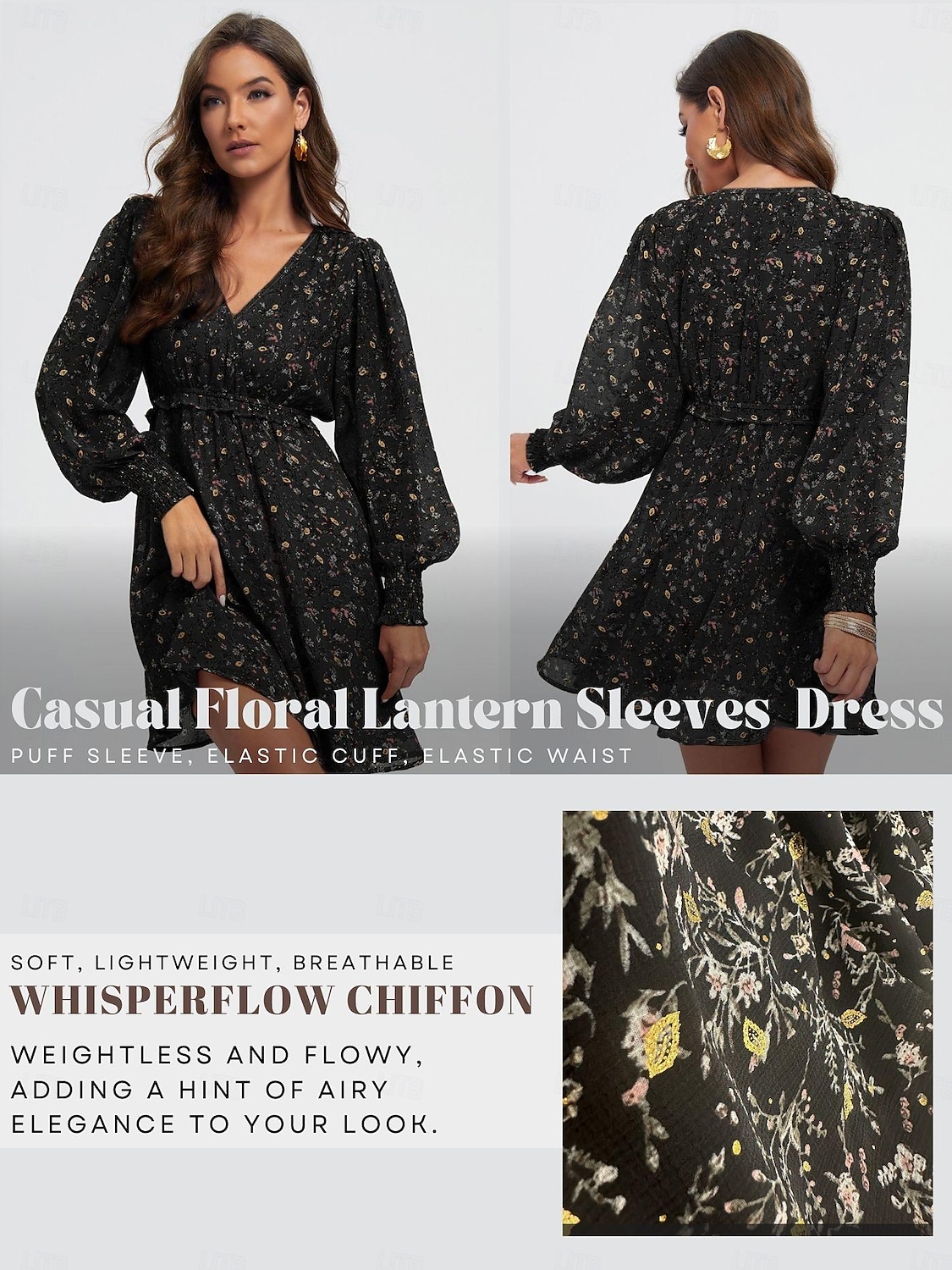 mini-robe décontractée en mousseline de soie à volants et fleurs de 2025 ? $54.99 –P1