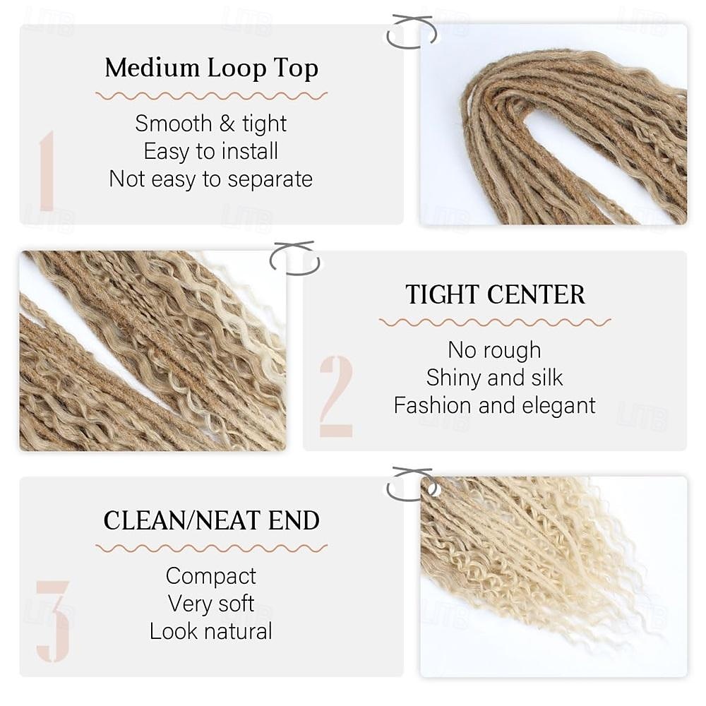 Dreadlock Extensions Double Ended 24 Inch 3 In 1 Mixed Light Brown to Blonde Dreads Set Synthetic Curly Ends Hippie Style Boho Wavy Dreads 20 Strands Handmade Dreads 2025 - $41.99 –P4