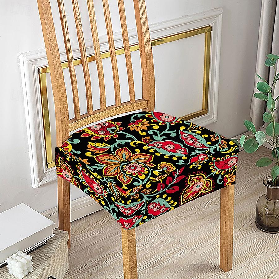 Capas elásticas para assento de cadeira de jantar 1 peça, capas de assento laváveis macias e removíveis com estampa floral para cadeiras de jantar, protetor de capa de assento para sala de jantar de 2025 por $6.99 –P14