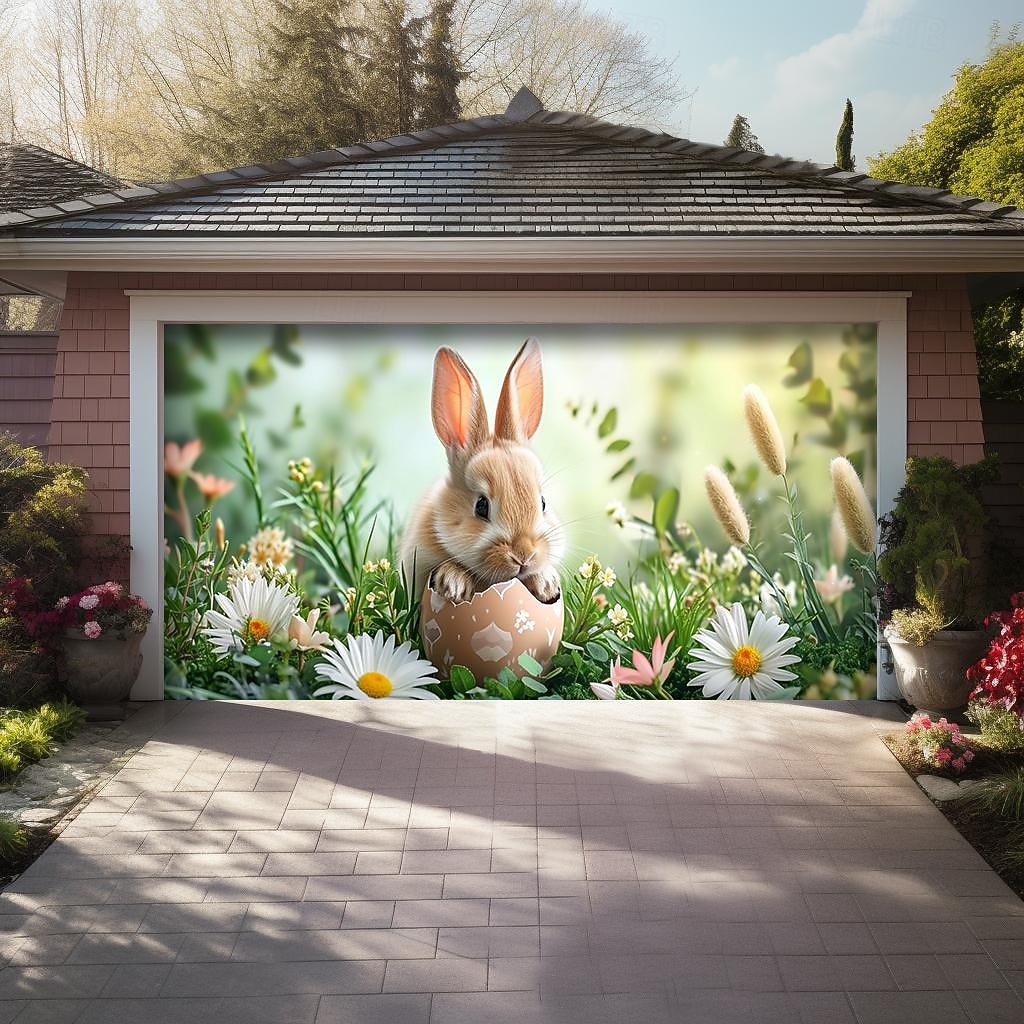 vårspiser kanin utendørs garasjeportdeksel banner vakkert stort bakteppe dekorasjon for utendørs garasjeport hjem veggdekorasjoner arrangement fest parade 2026 - $37.99 –P8