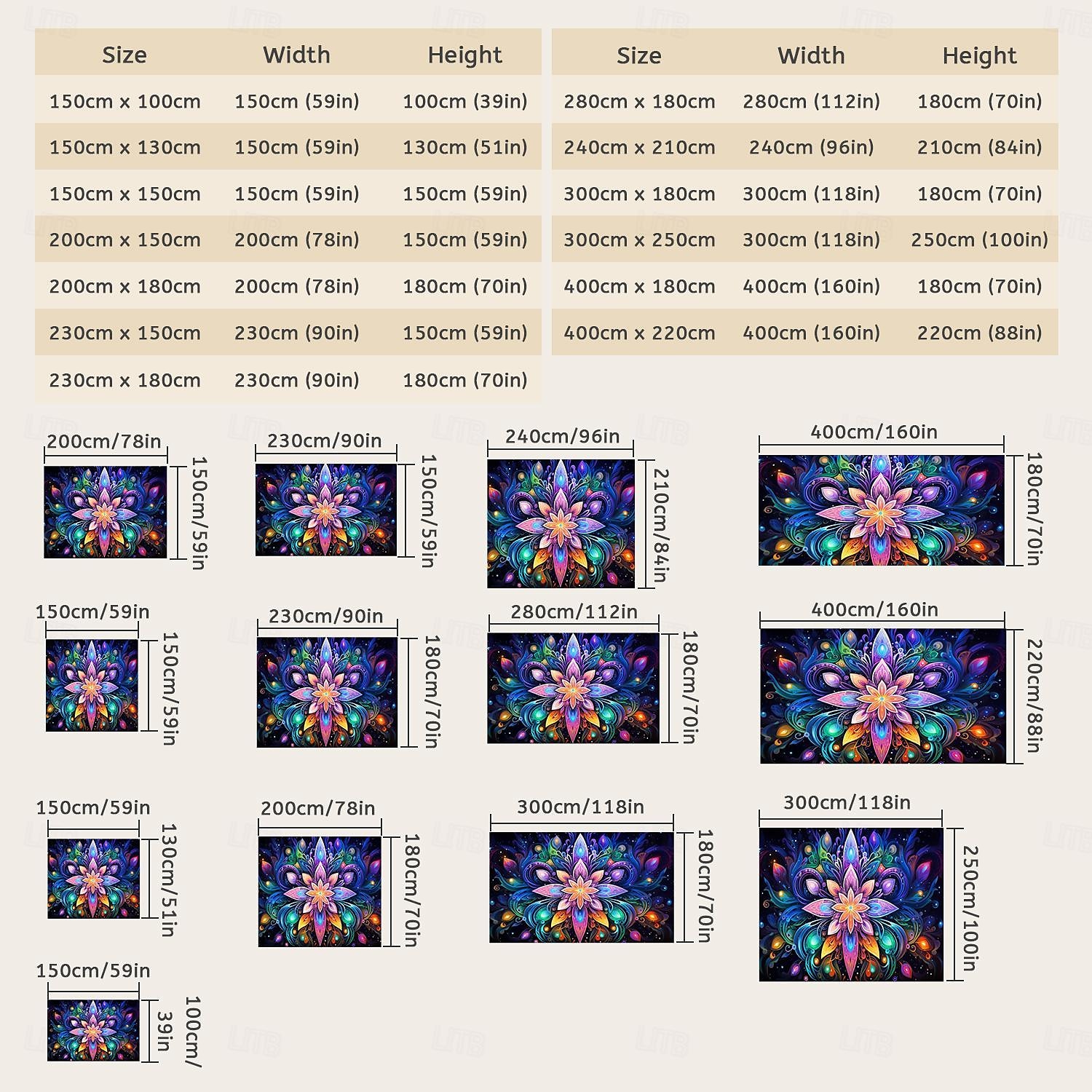 Blacklight Tapestry UV Reactive Glow in the Dark Glow Party Neon Mandala Bohemian Trippy Misty Hanging Tapestry Wall Art Mural for Living Room Bedroom 2025 - $14.99 –P7