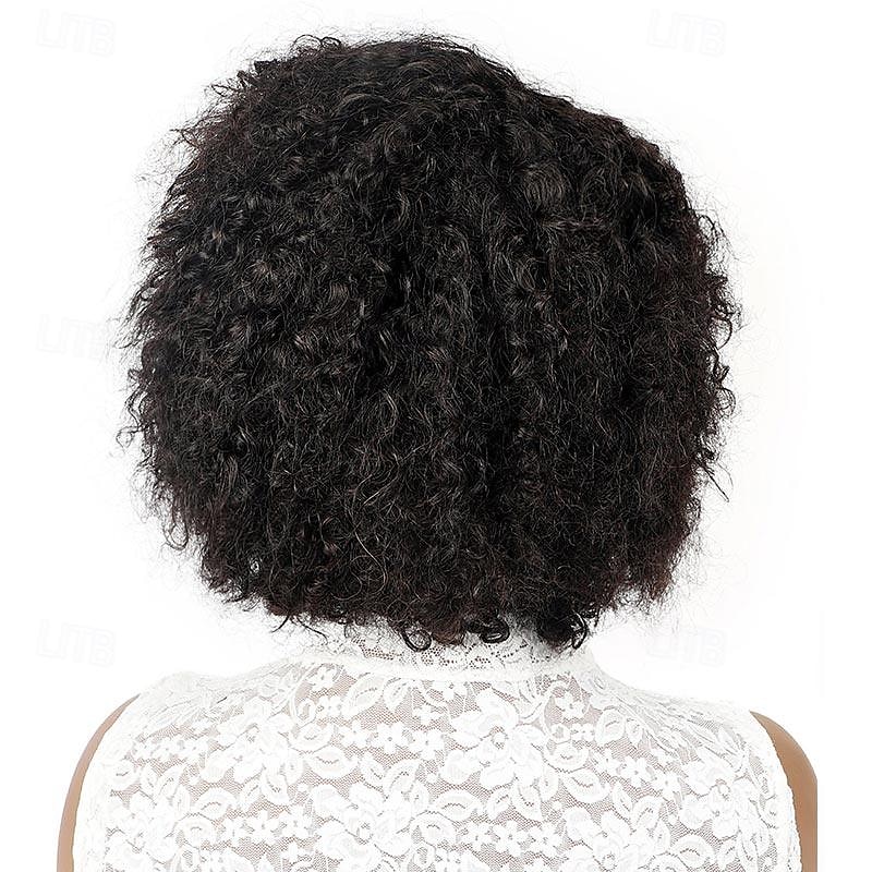 parrucche corte afro ricci crespi pixie cut per le donne capelli umani remy malese parrucche per capelli umani a densità 150% parrucca fatta a macchina del 2025 a $62.99 –P3