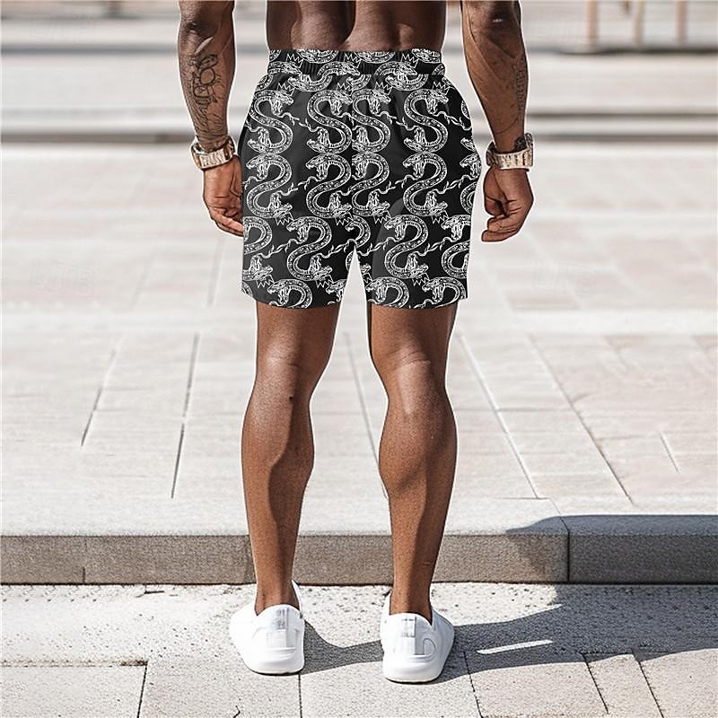 Herren Drache Badeshorts Boardshorts Badehosen Mittlere Taille Punk & Gothic Urlaub Party Ferien Kordelzug mit Mesh-Futter Elastischer Bund Designer Bekleidung 2025 - $17.99 –P2