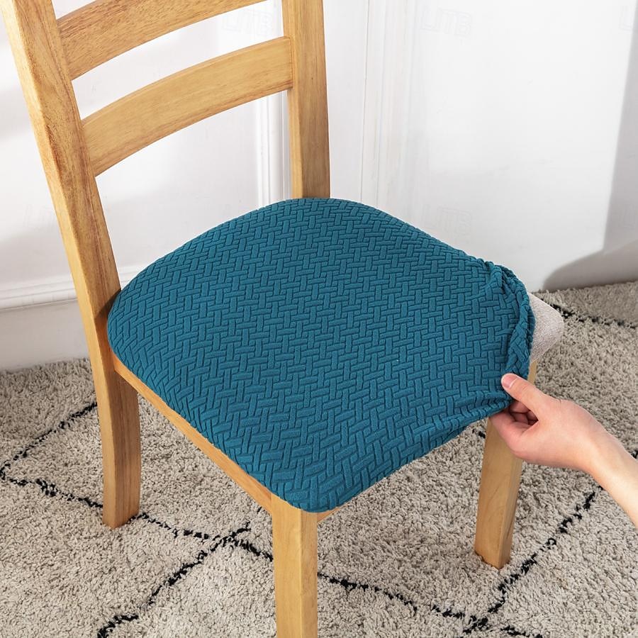 4 db sztreccs jacquard szék huzatok szék párnahuzat, levehető mosható étkezőszék huzatok pormentes étkező székhuzatok üléspárna huzatok 2025 - $25.99 –P19