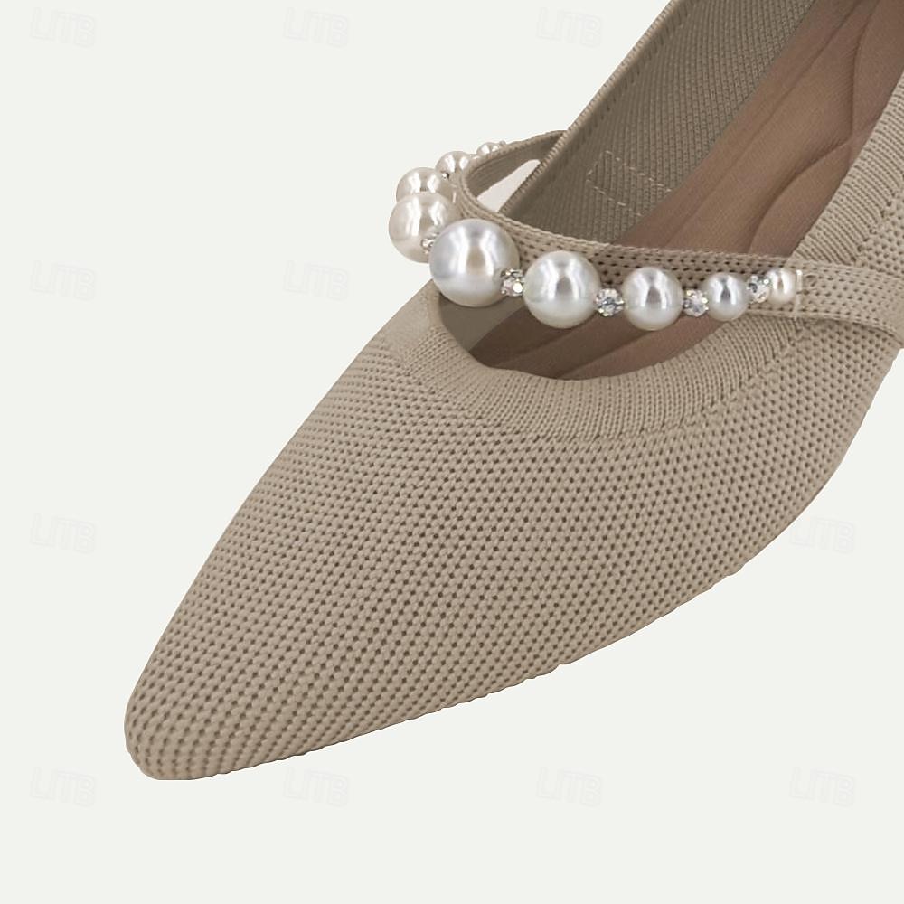 Dámské Podpatky Větší velikosti Boty Flyknit Měkké boty Svatební Kancelář Práce Štras Imitace perel Kačenka Palec do špičky Módní Klasické Pohodlné Chůze Úplet Povaleč Černá Červená Modrá 2025 - $54.99 –P2