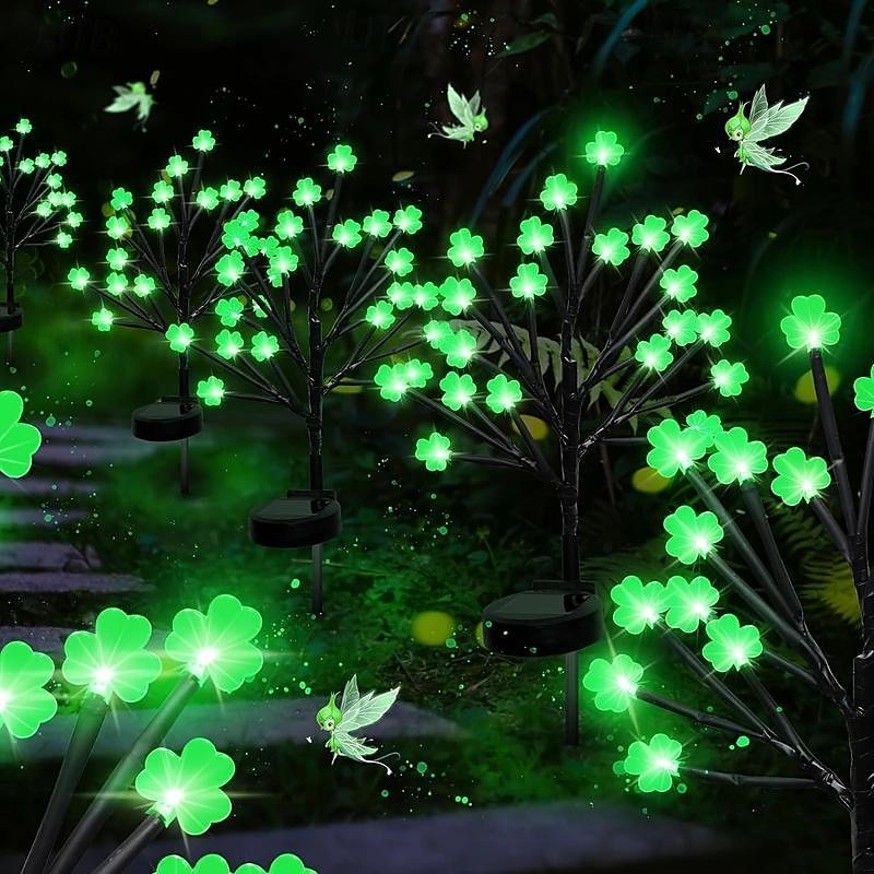 20 decorazioni a led per il giorno di San Patrizio, luci solari per pali di trifoglio, luci per alberi di trifoglio per esterni, con regali per feste, luci solari da giardino, per San Patrizio. decorazione esterna per il giorno di san patrizio del 2025 a $17.49 –P3