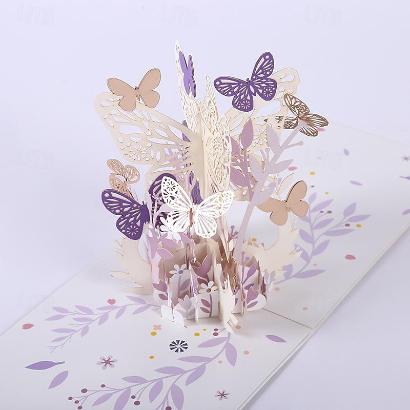 Carte de vœux papillon 3D pop-up - Carte d'anniversaire printemps et été pour femme beau design de papillon 1 pièce de 2025 ? $12.99 –P5