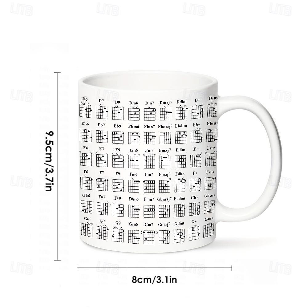Caneca de acorde de guitarra Copo de 400ml com acorde xícara de café de cerâmica branca com design de guitarrista presente perfeito para entusiastas de guitarra iniciantes, ideal para amantes da de 2025 por $15.49 –P1
