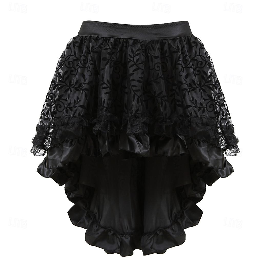 Retro Vintage Rococo Punk & Gothic Short / Mini Dress Overbust Corset Bustier Witch Lace Off Shoulder Jacquard Women's Fantasy Steampunk Walpurgis Night Halloween Carnival Masquerade Party / Evening 2025 - $58.99 –P2