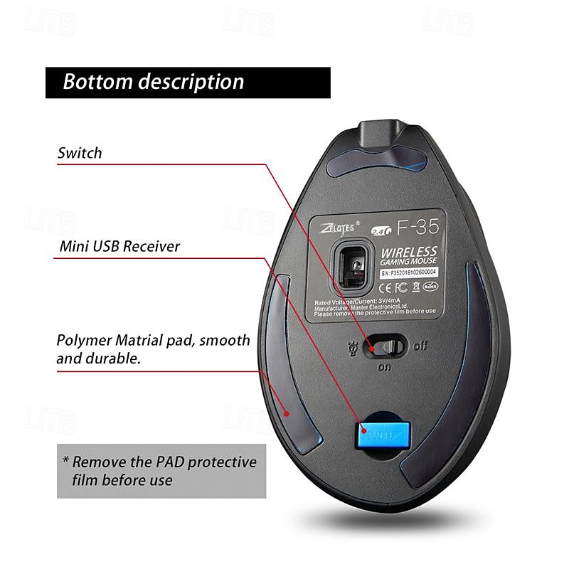 ZELOTES F-35 Wireless 2.4GHz Rechargeable Vertical Mice 6 Buttons 2400 DPI Adjustable Ergonomic Optical Gaming Computer Mouse 2025 - $52.99 –P10