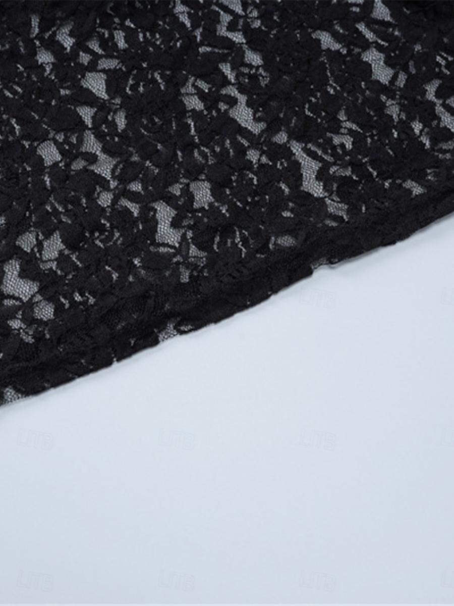Pentru femei Rochie albă Rochie Lunga Rochie Maxi Dantelă Peteci Dată Vacanță Șic Stradă Maxi Rotund Manșon Lung Negru Alb Culoare 2025 - $33.99 –P14