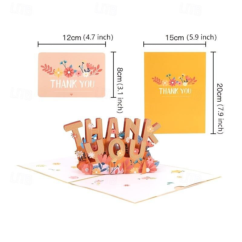Carte de remerciement pop-up 3D, carte de remerciement, cartes de vœux pour la fête des mères, la fête des pères, les enseignants, les amis, la taille de la carte comprend une enveloppe et une de 2025 ? $10.99 -P3