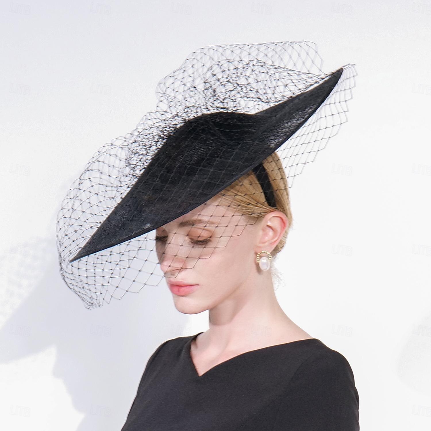 sombreros sombreros sombrero de lino sombrero de sol sombrero de velo boda fiesta de té elegante boda con tul tocado sombreros 2025 - $69.99 –P10