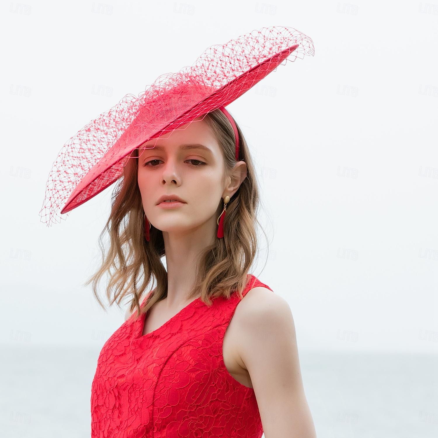 sombreros sombreros sombrero de lino sombrero de sol sombrero de velo boda fiesta de té elegante boda con tul tocado sombreros 2025 - $69.99 –P8