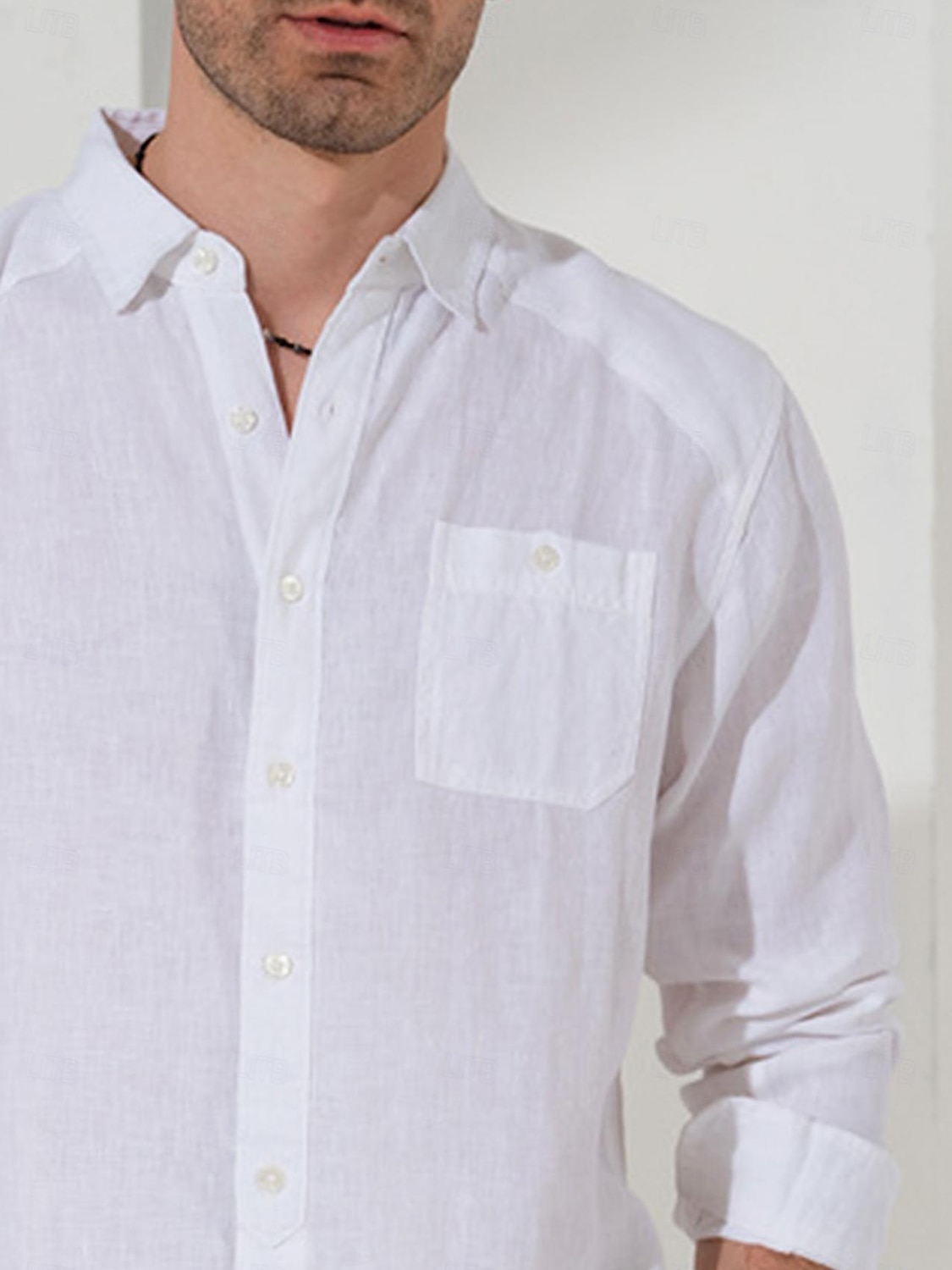 45% Linen Pocket Men's Linen Shirt Shirt Button Up Shirt Summer Shirt Black White Blue Long Sleeve Plain Lapel Spring &  Fall Outdoor Daily Clothing Apparel 2025 - $41.99 –P1