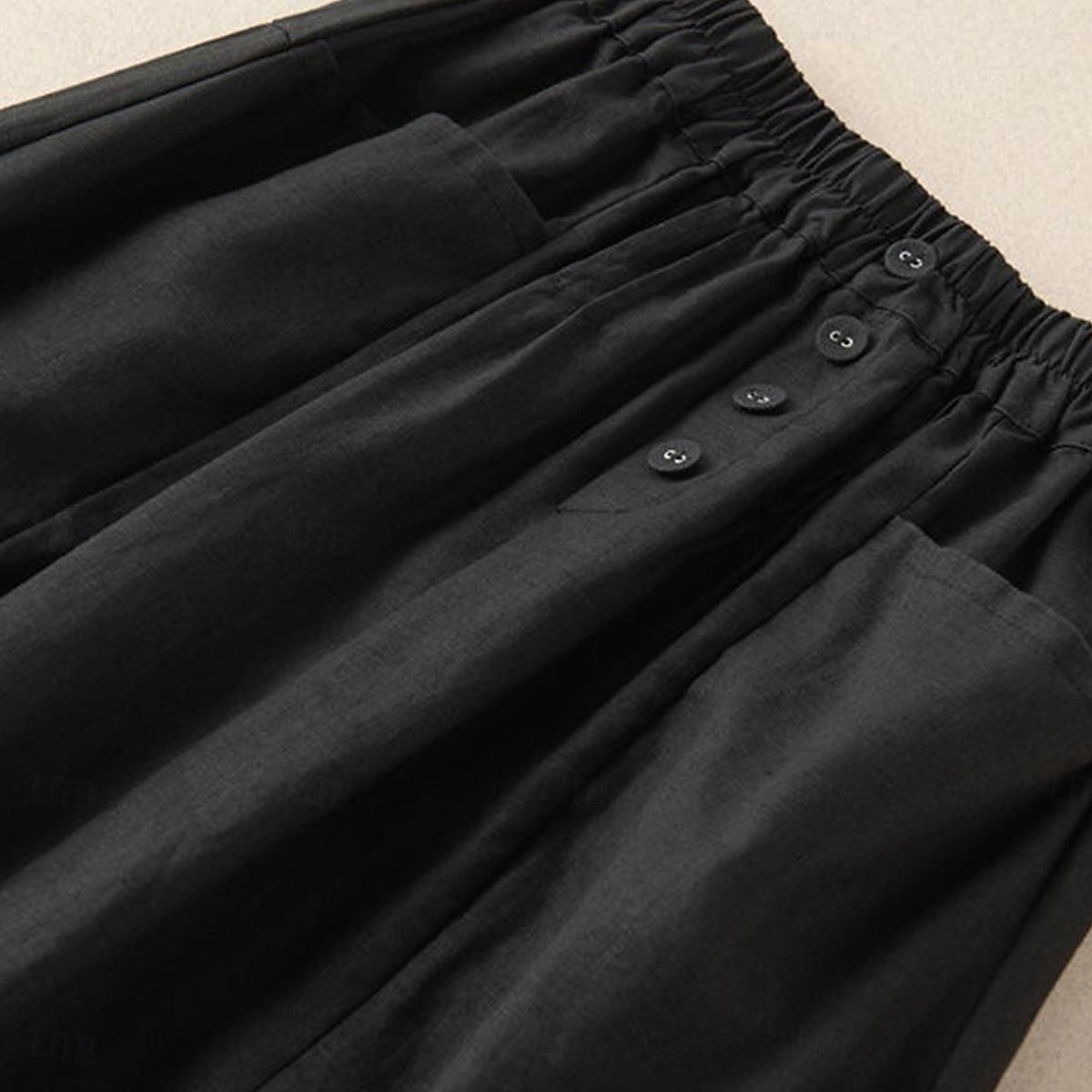 Women's Skirt A Line Basic Casual Midi High Waist Skirts Solid Colored Pocket Casual Daily Weekend Black Army Green Navy Blue Khaki Summer Cotton And Linen 2025 - $36.99 –P13