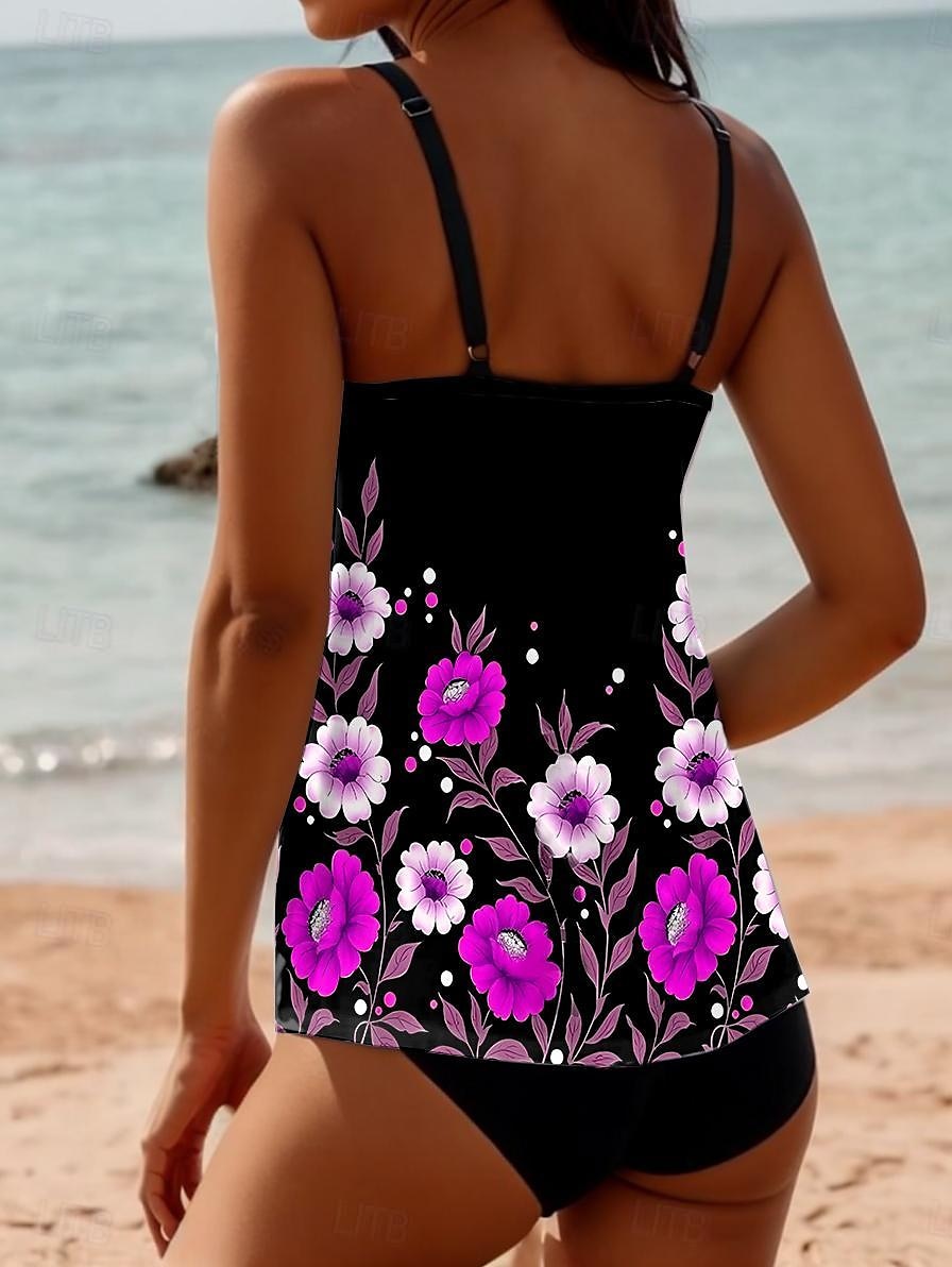Dames Badpakken Tankini 2 Stuk Shorts Badpak 2 Stuk Printen Vakantie Strandkleding Bloemige Mouwloze Badpakken 2025 - $33.99 –P6
