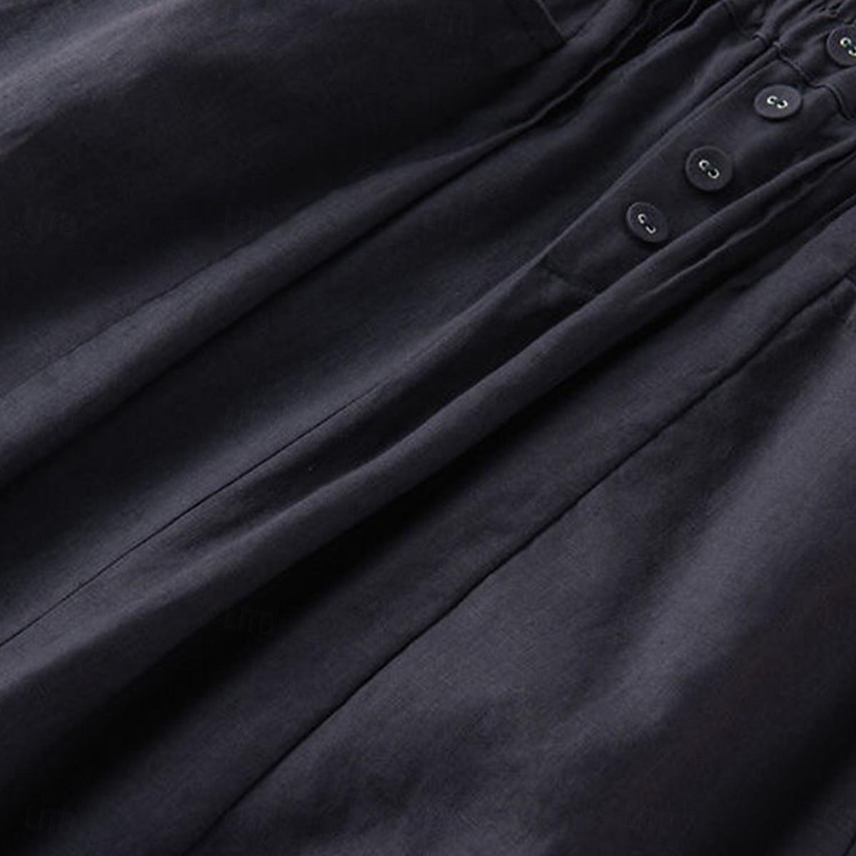 Women's Skirt A Line Basic Casual Midi High Waist Skirts Solid Colored Pocket Casual Daily Weekend Black Army Green Navy Blue Khaki Summer Cotton And Linen 2025 - $36.99 –P7