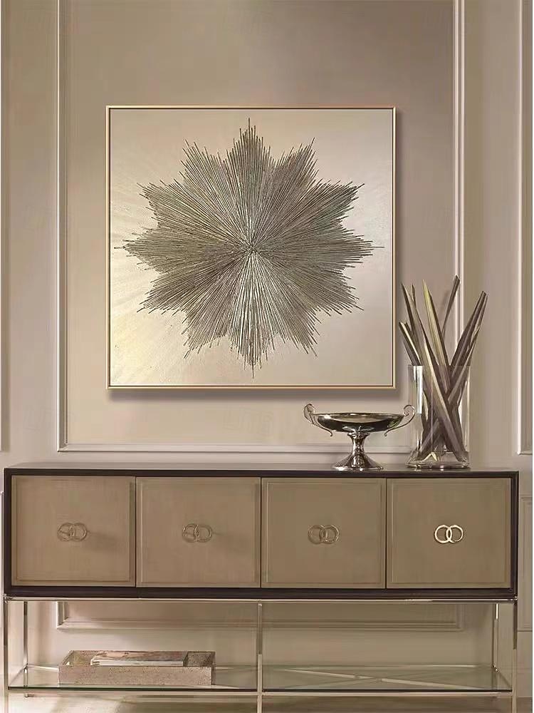 золото серебро лист холст искусство ручная роспись абстрактная оригинальная современная серебряная фольга текстурированная акриловая картина для гостиной настенное искусство домашний декор растянутая 2026 - $114.99 –P9