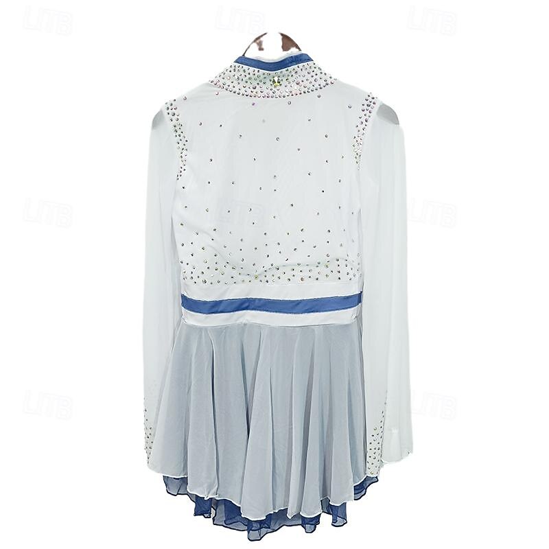 Figure Skating Dress Women's Girls' Ice Skating Dress White Patchwork Asymmetric Hem Mesh Spandex Stretchy Training Practice Professional Skating Wear Crystal / Rhinestone Long Sleeve Ice Skating 2025 - $242.99 –P9