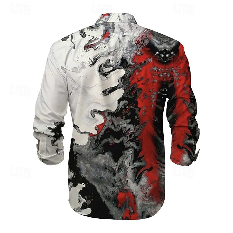 Per uomo 3D Print Camicia con bottoni Camicie stampate Manica lunga Sottoculturale Da mare Feste Strada Primavera estate Collo ripiegabile Stampa Bottone giù Rosso Blu Viola Verde Grigio del 2025 a $26.99 –P7